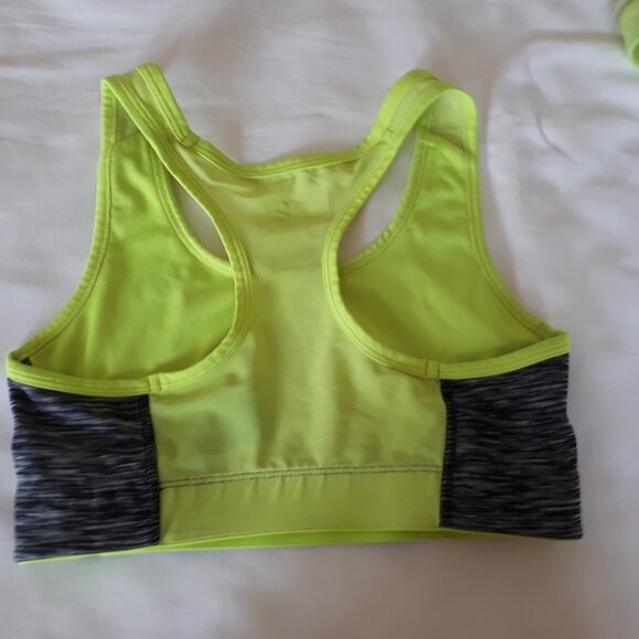 Two Racer Back Sports Bra Neon Green Nike Dri Fit and H&M SMALL - Picture 6 of 6